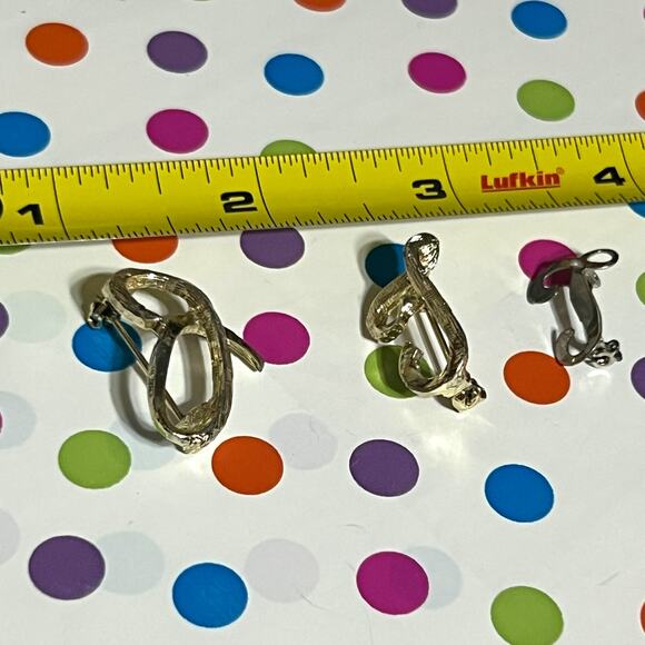 Set of 3 Vintage Gold Silver Initial Letter J Brooch Pin Monogram Cursive Script - Picture 8 of 8